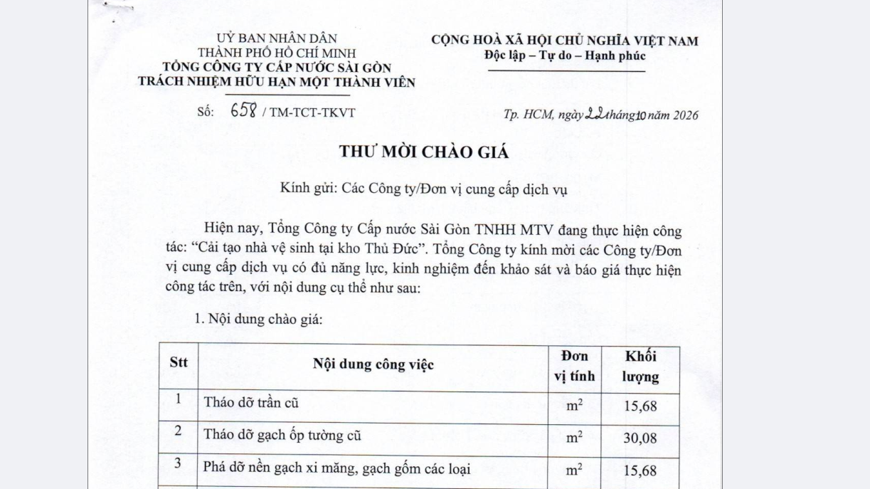 Thư mời chào giá