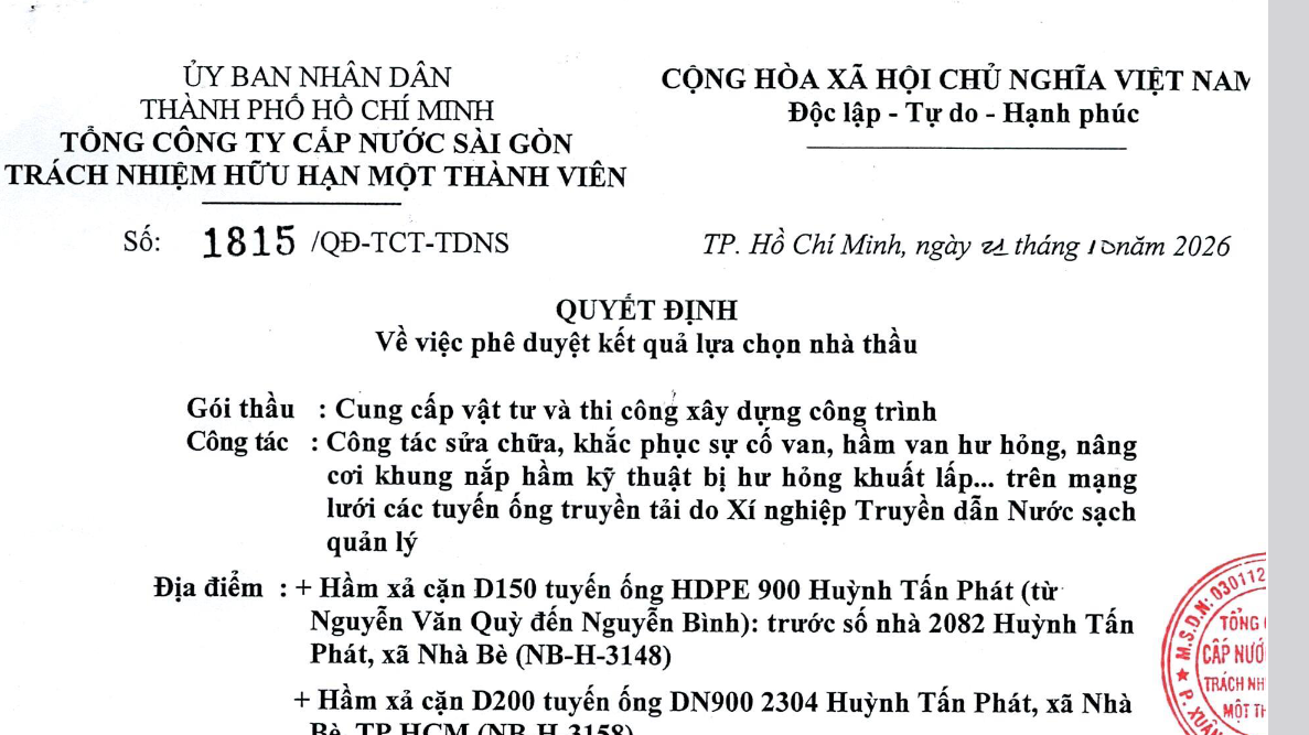 Quyết định số 1815/QĐ-TCT-TDNS ngày 21 tháng 10 năm 2026 về việc phê ...